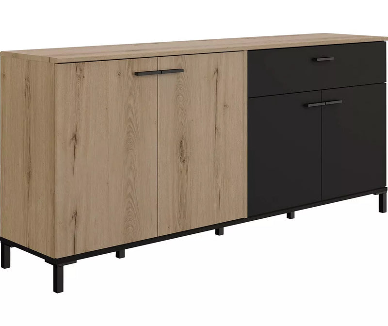 Dressoir wandmeubel modern lichtbruin zwart Breedte 180 cm Diepte 40 cm Hoogte 81 cm