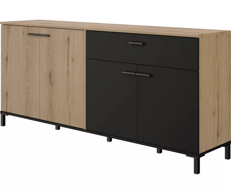 Dressoir wandmeubel modern lichtbruin zwart Breedte 180 cm Diepte 40 cm Hoogte 81 cm