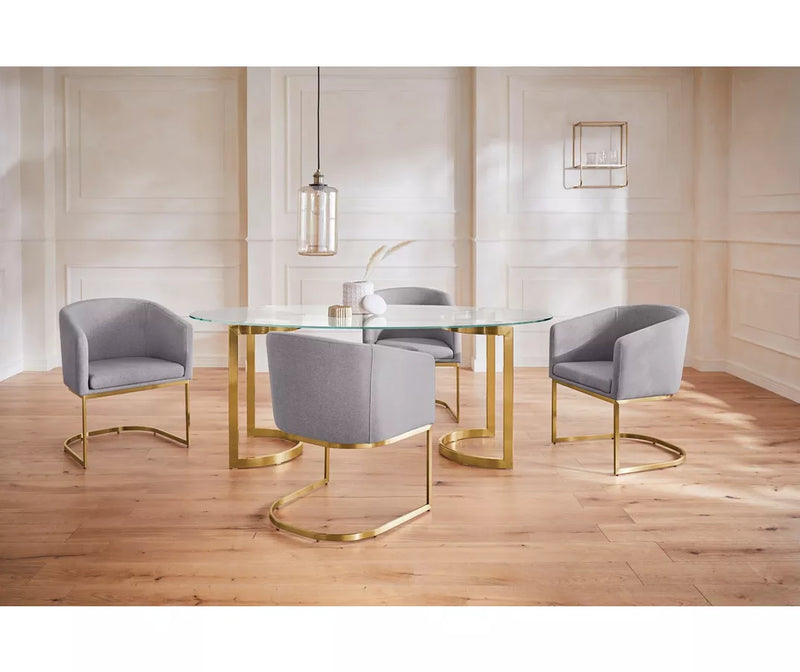 Eettafel kleur goud Breedte 160 cm Diepte 90 cm Hoogte 76,5 cm