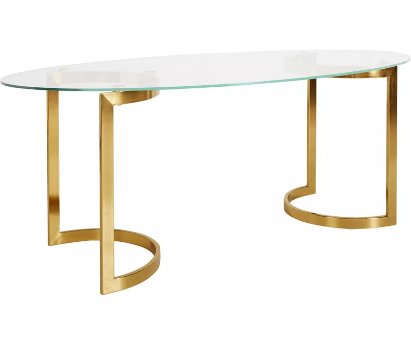 Eettafel kleur goud Breedte 160 cm Diepte 90 cm Hoogte 76,5 cm