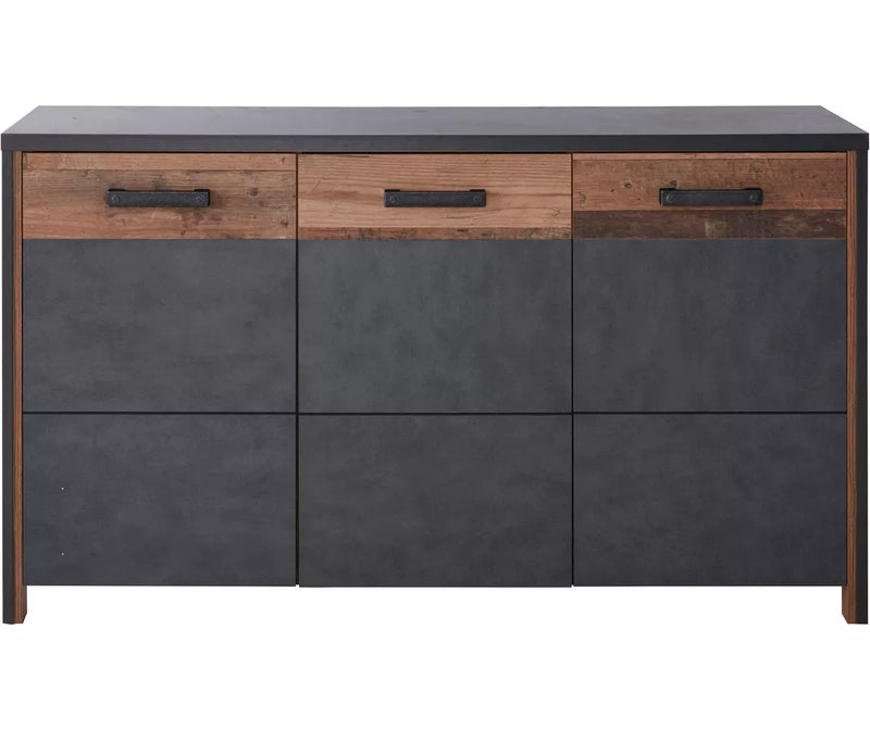 Aparador de pared moderno marrón gris oscuro Ancho 142 cm Fondo 44 cm Alto 80,5 cm