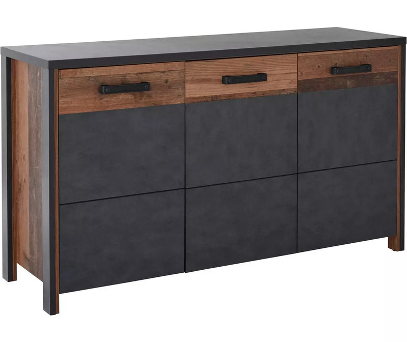 Dressoir wandmeubel modern donkergrijs bruin Breedte 142 cm Diepte 44 cm Hoogte 80,5 cm