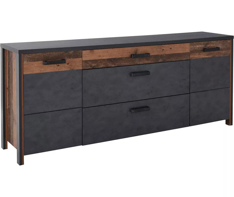 Dressoir wandmeubel modern mat donkergrijs bruin Breedte 197 cm Diepte 44 cm Hoogte 80,5 cm