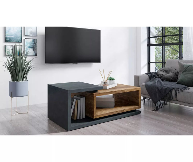 Salontafel woonkamermeubel modern bruin mat zwart wit grijs Breedte 120 cm Diepte 60 cm Hoogte 47,5 cm