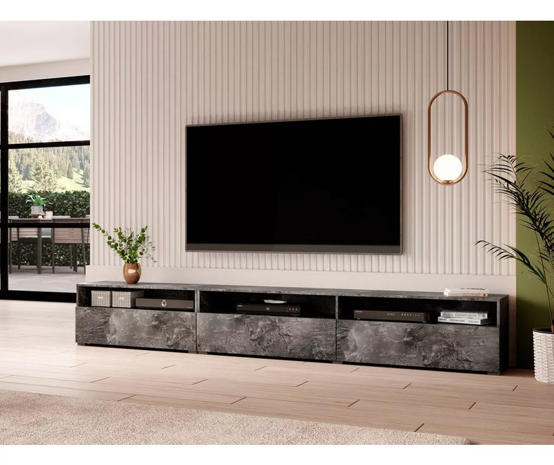 TV meubel wandmeubel hoogglans wit lichtgrijs donkergrijs lichtbruin Breedte 270 cm Diepte 41 cm Hoogte 42 cm