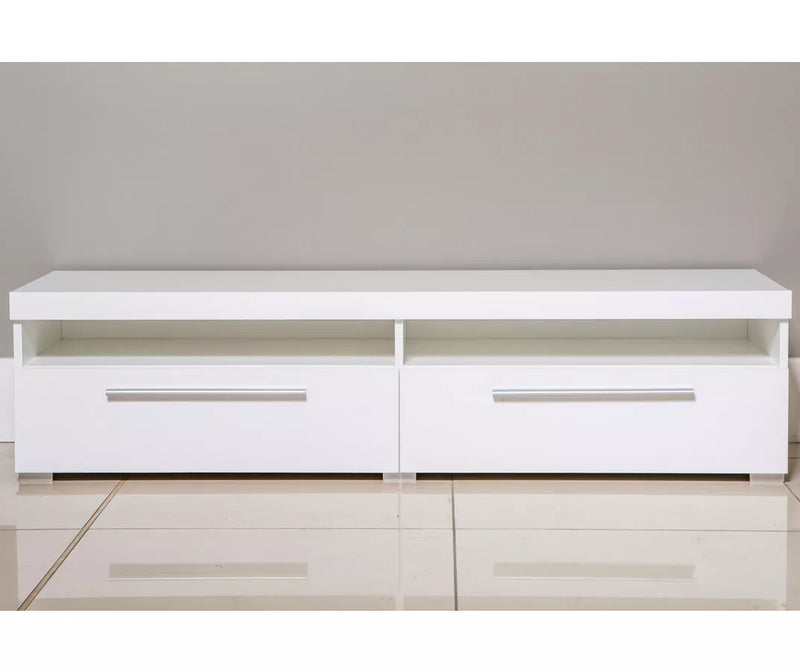 Mueble TV alto brillo blanco negro 140 cm