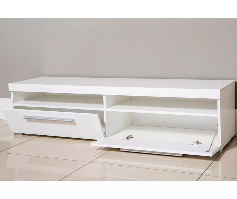 Mueble TV alto brillo blanco negro 140 cm