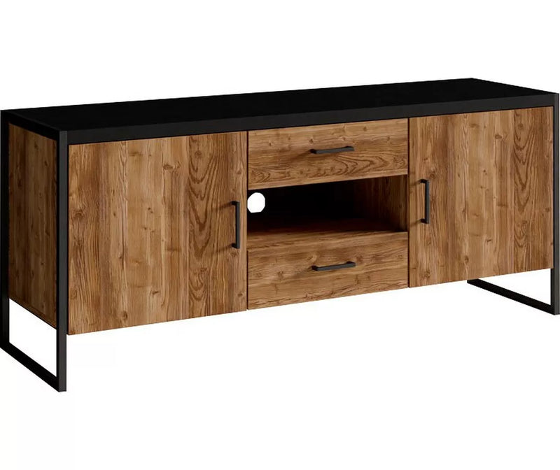 TV meubel wandmeubel modern landelijk bruin zwart Breedte 154 cm Diepte 45 cm Hoogte 68 cm