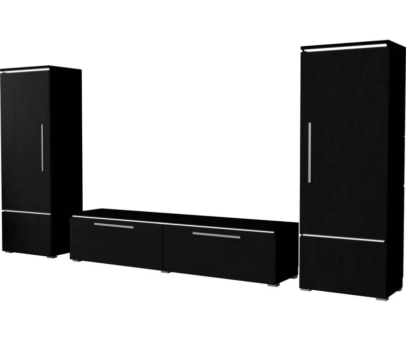 Mueble de pared para TV moderno blanco y negro brillante (juego, 3 piezas)