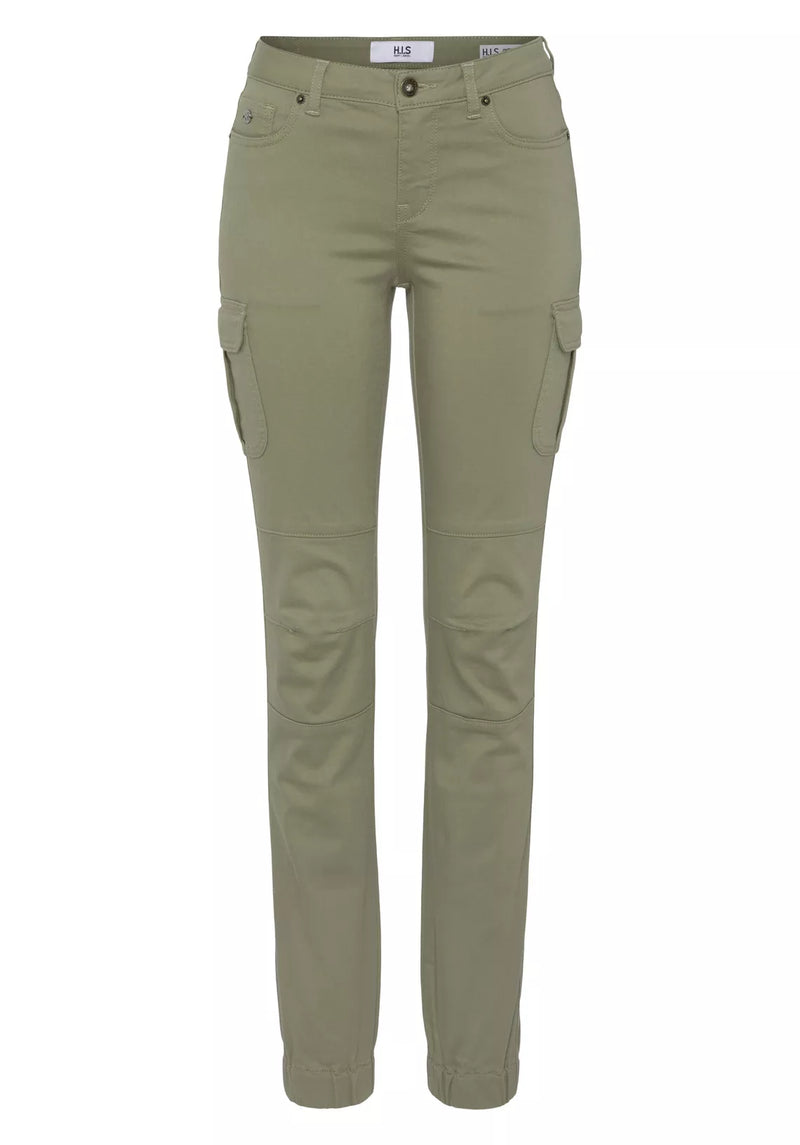 Pantalón cargo mujer verde caqui 30 32