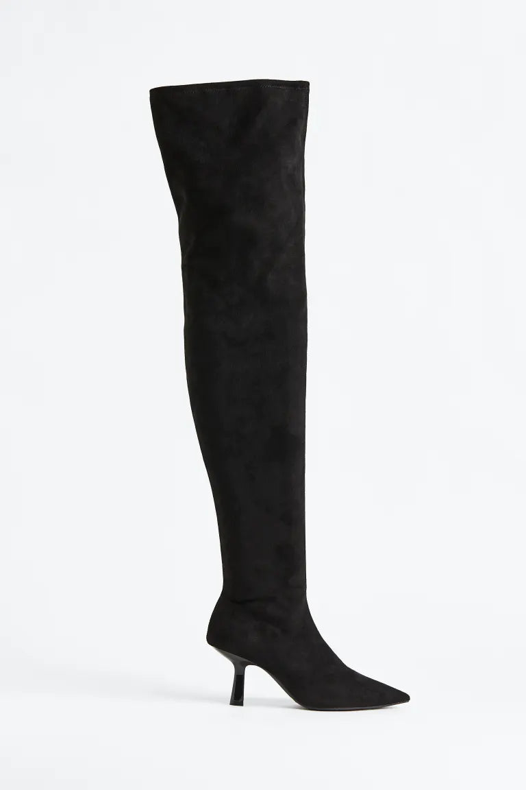 Botas altas por encima de la rodilla de mujer negro 35 36 37 38 39 40 41 42