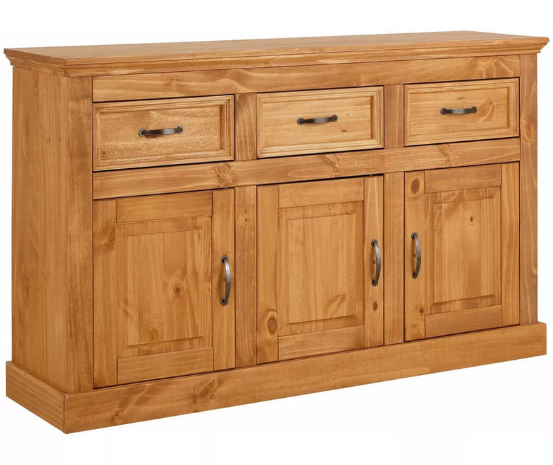 Dressoir wandmeubel landelijk massief grenen grijs bruin wit Breedte 145 cm Diepte 38 cm Hoogte 87 cm