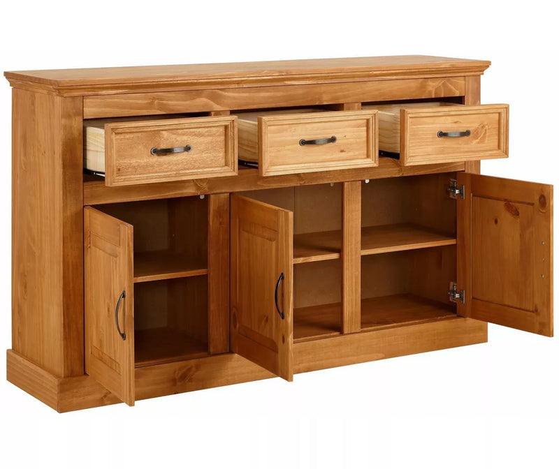 Dressoir wandmeubel landelijk massief grenen grijs bruin wit Breedte 145 cm Diepte 38 cm Hoogte 87 cm