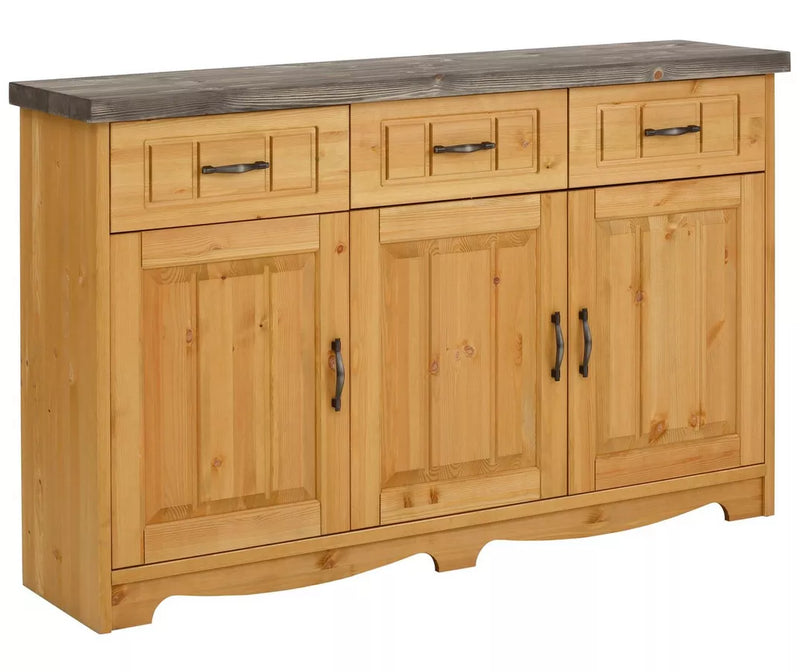 Dressoir wandmeubel landelijk massief bruin wit Breedte 148 cm Diepte 37 cm Hoogte 91 cm