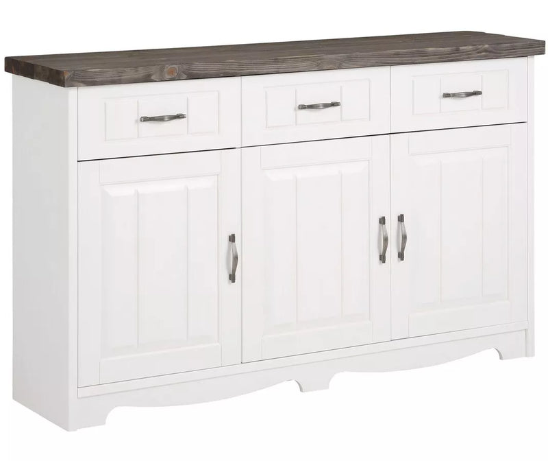 Dressoir wandmeubel landelijk massief bruin wit Breedte 148 cm Diepte 37 cm Hoogte 91 cm