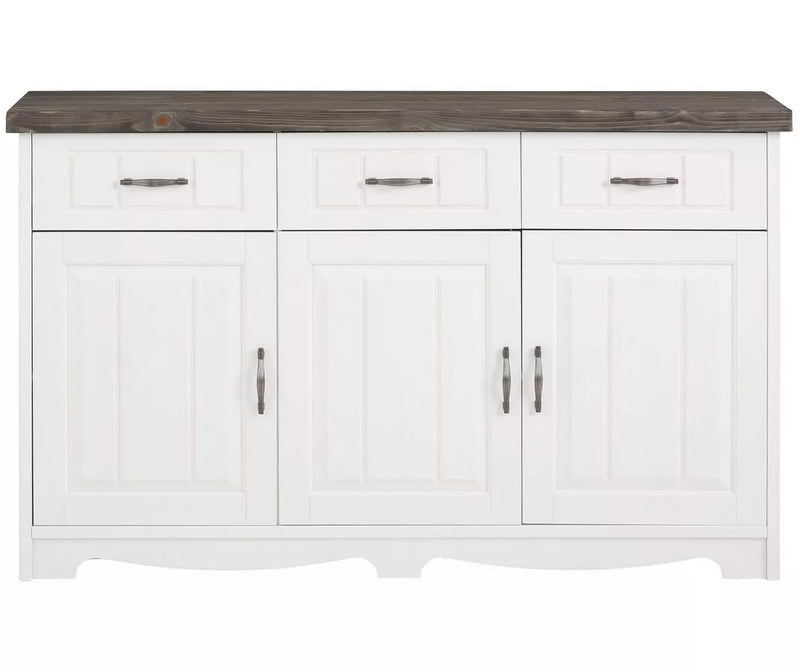 Dressoir wandmeubel landelijk massief bruin wit Breedte 148 cm Diepte 37 cm Hoogte 91 cm