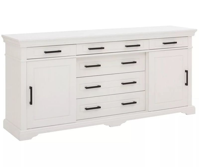 Aparador de pared rural macizo blanco Ancho 186 cm Fondo 45 cm Alto 84 cm