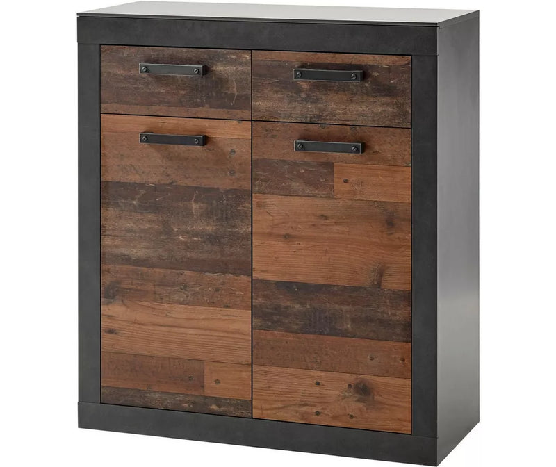 Dressoir wandmeubel landelijk modern bruin matt zwart Breedte 92 cm Diepte 42 cm Hoogte 104 cm