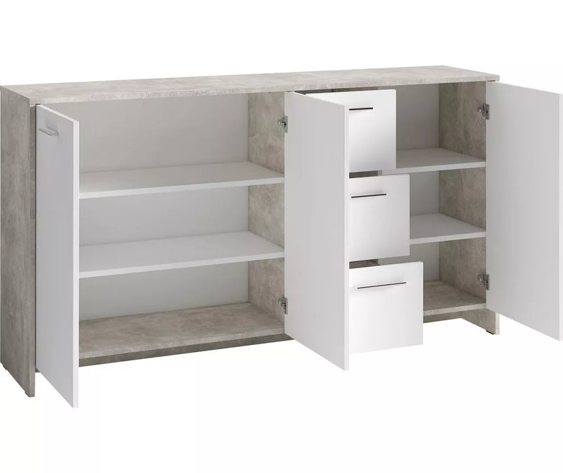 Aparador de pared moderno blanco gris Ancho 153 cm Fondo 35 cm Alto 83 cm