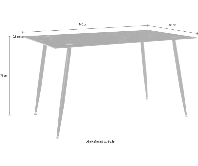 Eettafel marmer Breedte 140 cm Diepte  cm Hoogte 75 cm