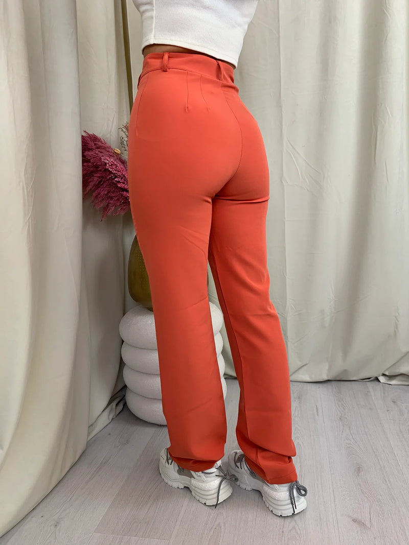 Dames broek beige blauw groen grijs oranje s m l