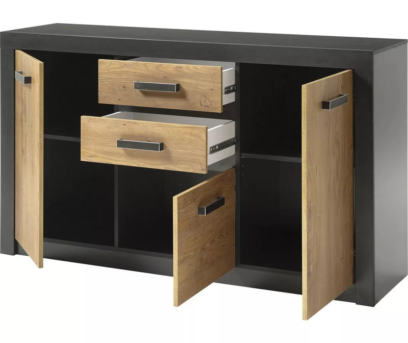 Dressoir wandmeubel modern bruin donkergrijs Breedte 153 cm Diepte 43 cm Hoogte 88 cm