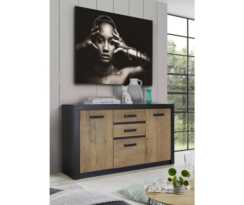 Aparador de pared moderno marrón gris oscuro Ancho 153 cm Fondo 43 cm Alto 88 cm