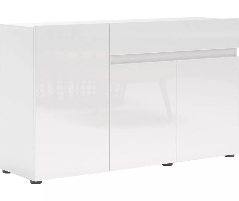 Mueble TV mueble alto blanco brillo Ancho 135 cm Fondo 38 cm Alto 80 cm