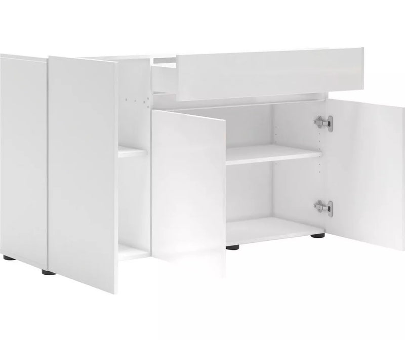 Mueble TV mueble alto blanco brillo Ancho 135 cm Fondo 38 cm Alto 80 cm