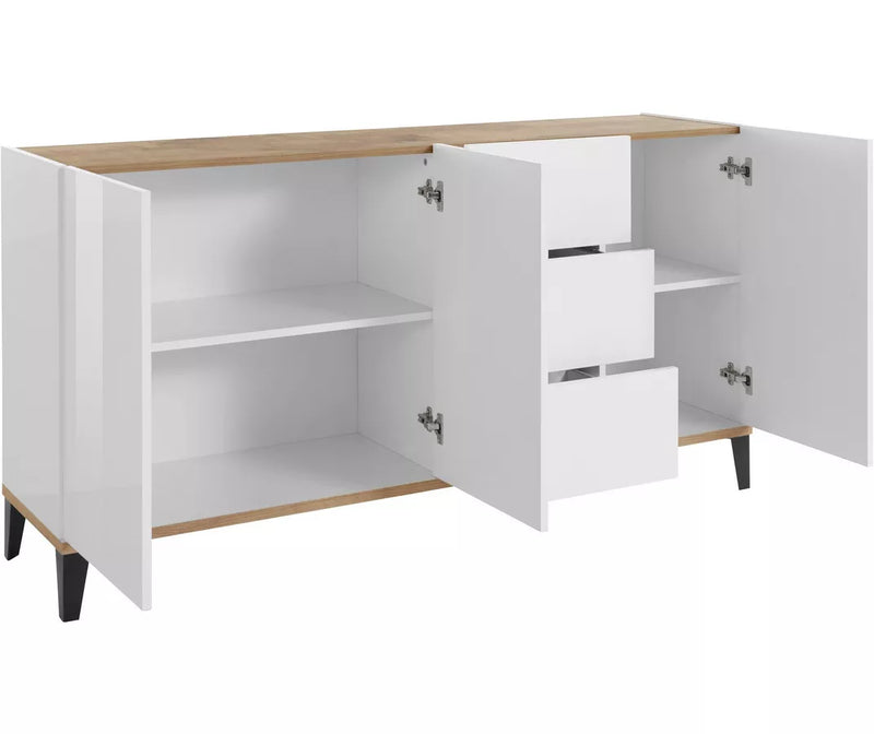 Dressoir wandmeubel modern hoogglans wit Breedte 160 cm Diepte 40 cm Hoogte 82 cm