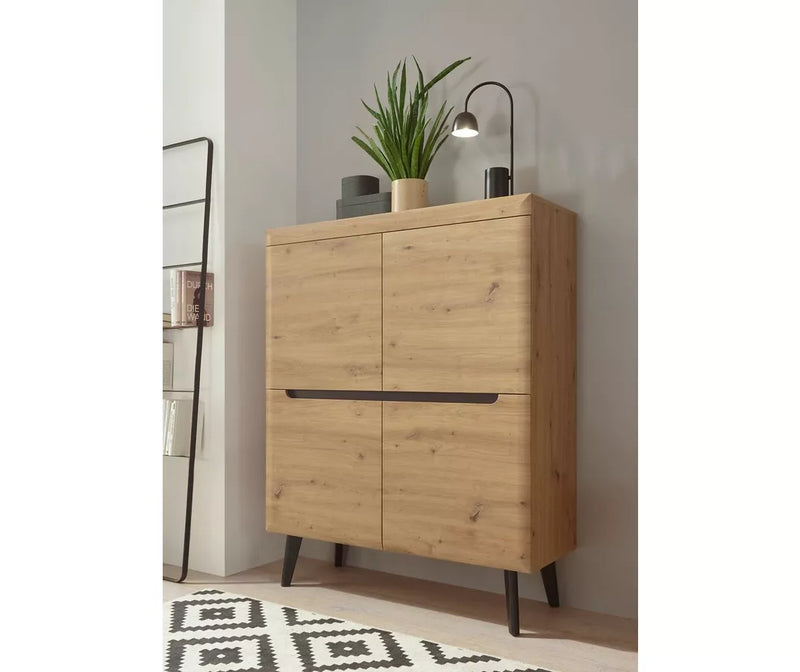 Dressoir wandmeubel landelijk modern eiken lichtbruin Breedte 107 cm Diepte 40 cm Hoogte 134 cm