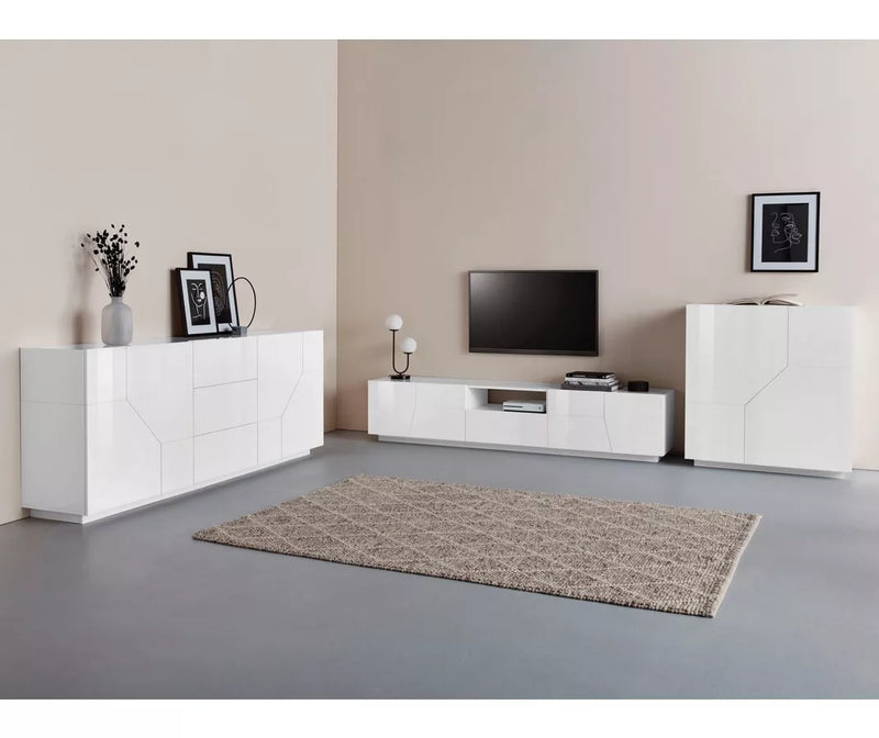 TV meubel wandmeubel modern hoogglans wit donkergrijs Breedte 220 cm Diepte 43 cm Hoogte 46 cm