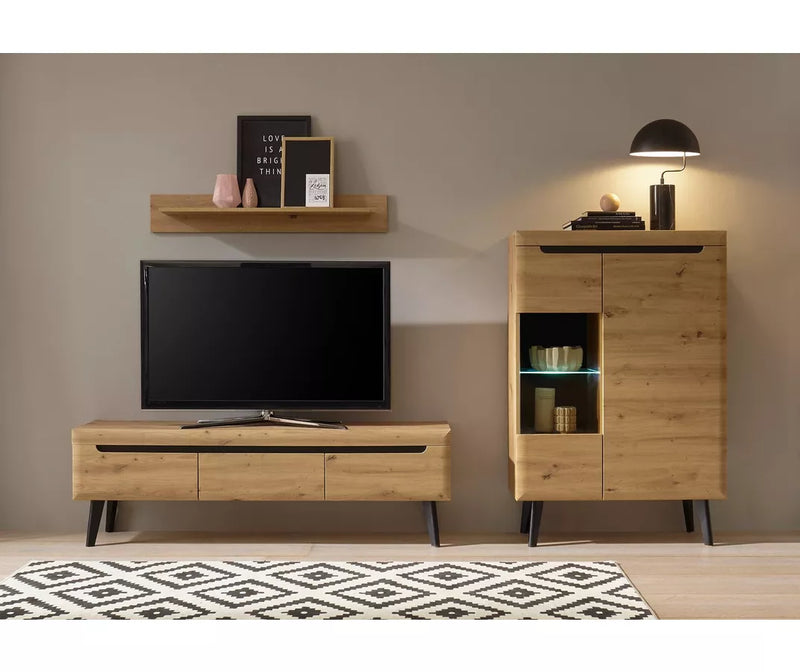 Mueble TV mueble alto marrón negro Ancho 160 cm Fondo 40 cm Alto 50 cm