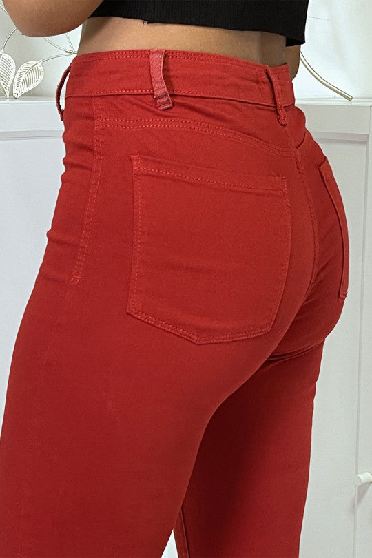 Dames broek hoge taille donkerrood xs s m l