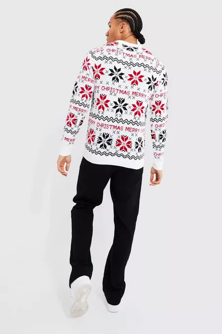 Jersey de hombre con estampado navideño blanco SML XL XXL 