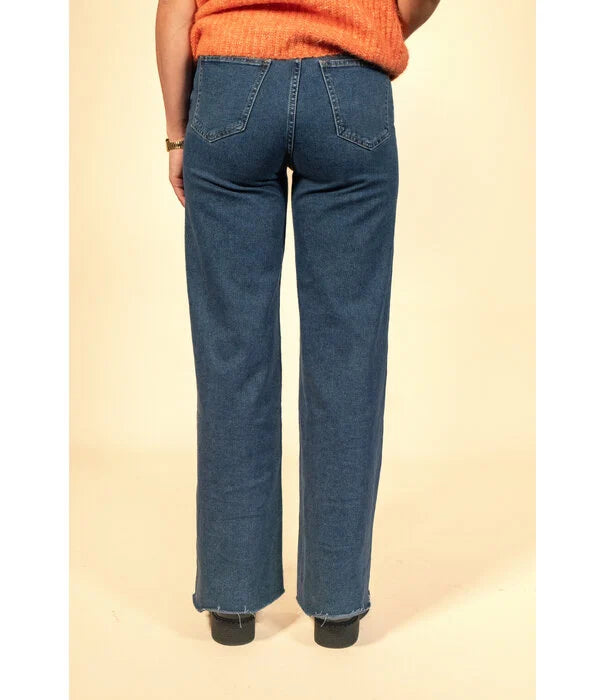 Dames jeans wide leg dark denim xs s m l xl