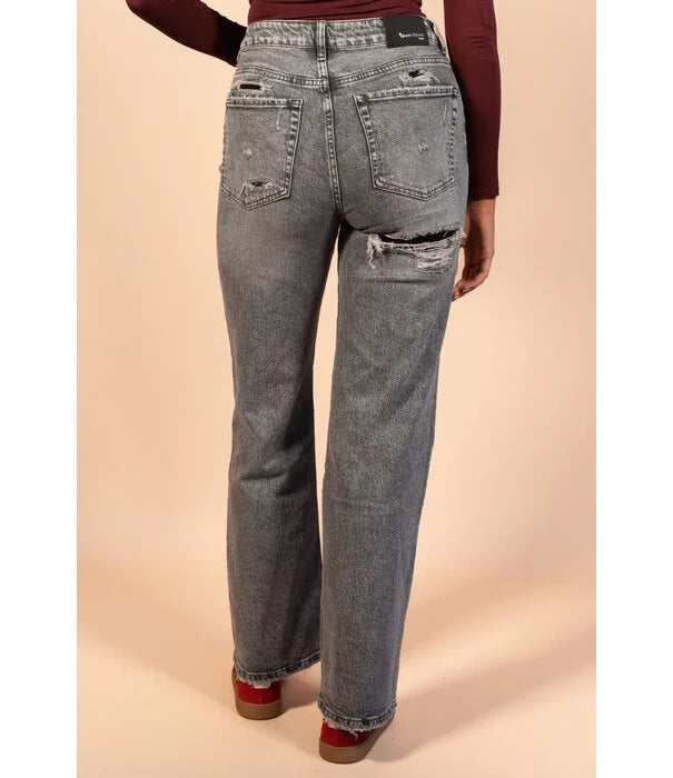 Dames jeans wide leg grijs xs s m l xl