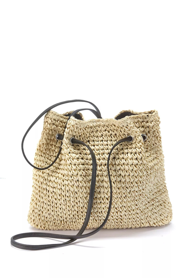 Bolso bandolera mujer trenzado beige