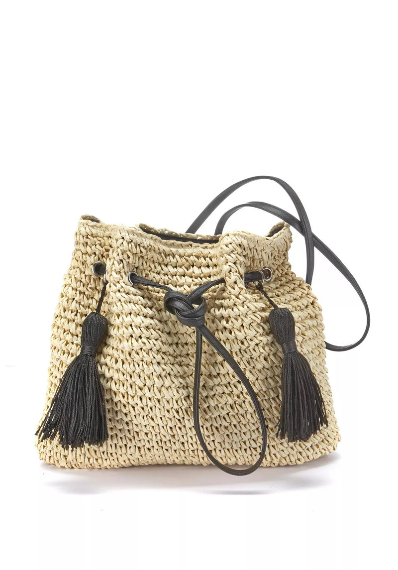 Bolso bandolera mujer trenzado beige