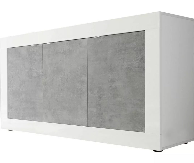 Aparador de pared moderno blanco negro gris Ancho 160 cm Fondo 43 cm Alto 86 cm