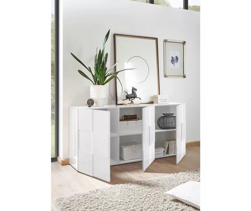 Dressoir wandmeubel modern hoogglans wit antraciet beton grijs ossido zwart eiken lichtbruin Breedte 181 cm Diepte 42 cm Hoogte 84 cm