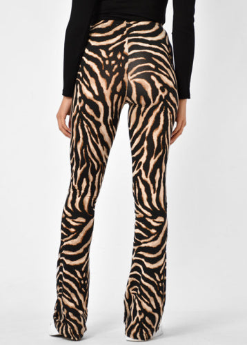 Dames broek zebraprint bruin zwart s m l