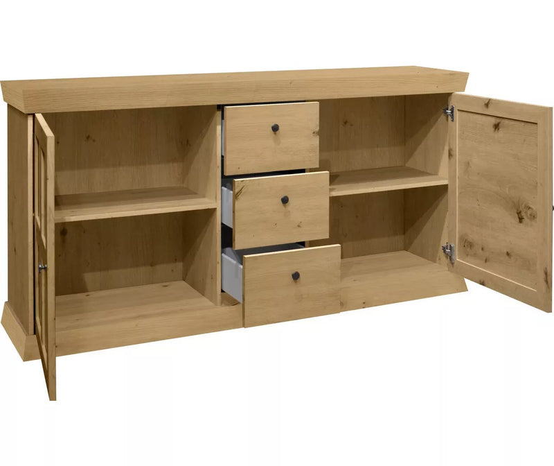 Dressoir wandmeubel landelijk wit mat antraciet lichtbruin Breedte 167 cm Diepte 44 cm Hoogte 86 cm