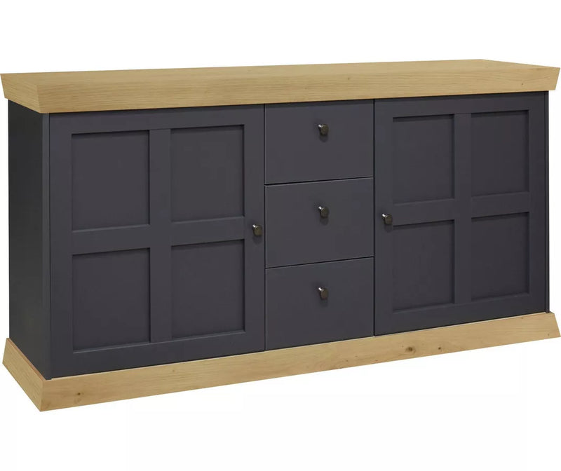 Dressoir wandmeubel landelijk wit mat antraciet lichtbruin Breedte 167 cm Diepte 44 cm Hoogte 86 cm