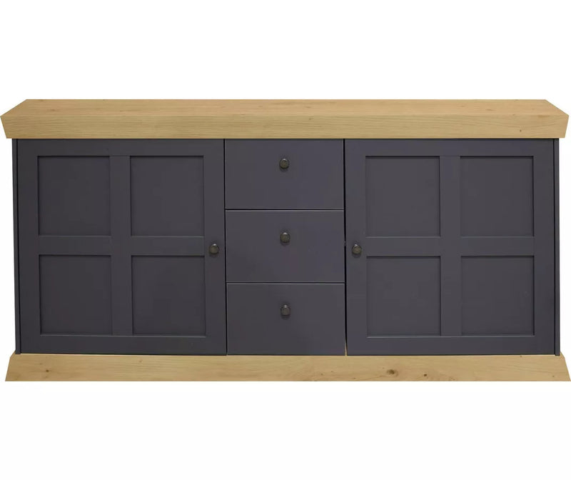 Dressoir wandmeubel landelijk wit mat antraciet lichtbruin Breedte 167 cm Diepte 44 cm Hoogte 86 cm