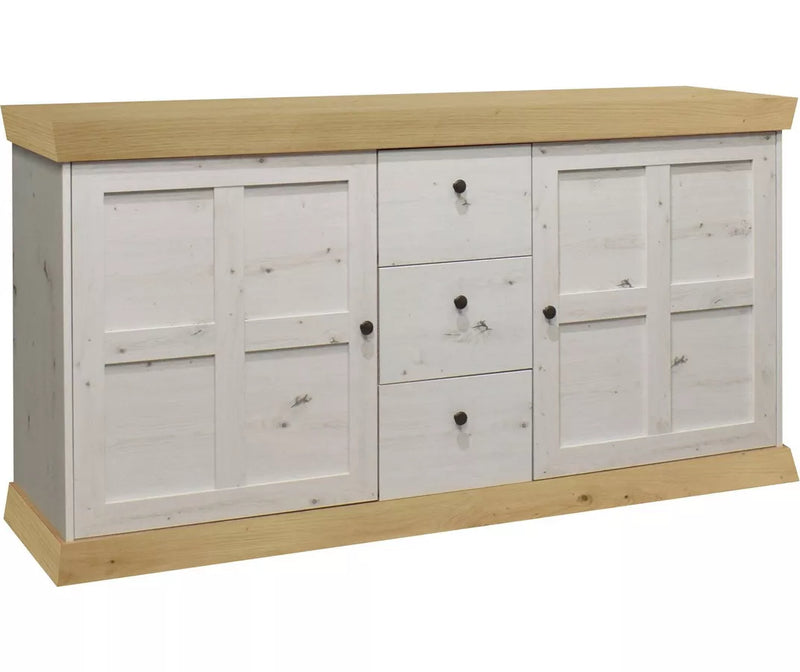 Dressoir wandmeubel landelijk wit mat antraciet lichtbruin Breedte 167 cm Diepte 44 cm Hoogte 86 cm