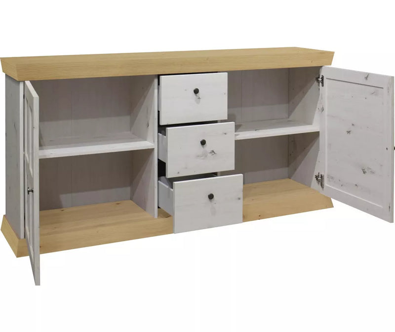 Dressoir wandmeubel landelijk wit mat antraciet lichtbruin Breedte 167 cm Diepte 44 cm Hoogte 86 cm