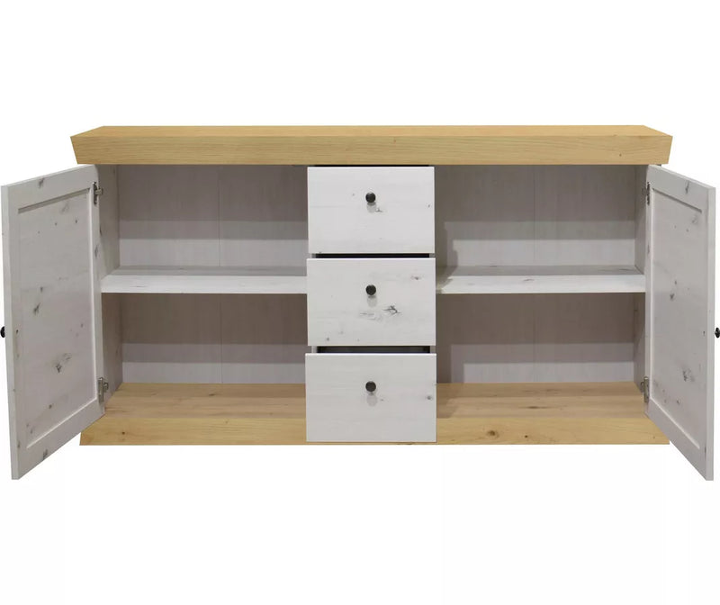 Dressoir wandmeubel landelijk wit mat antraciet lichtbruin Breedte 167 cm Diepte 44 cm Hoogte 86 cm