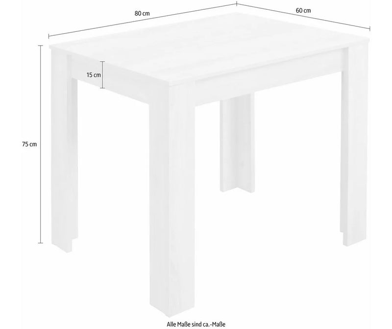 Mesa de comedor roble marrón claro Ancho 80 cm Fondo 60 cm Alto 75 cm