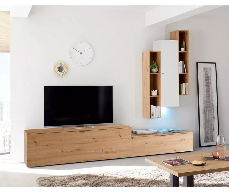 TV meubel wandmeubel modern zwart wit bruin Breedte 118 cm Diepte 42 cm Hoogte 35 cm